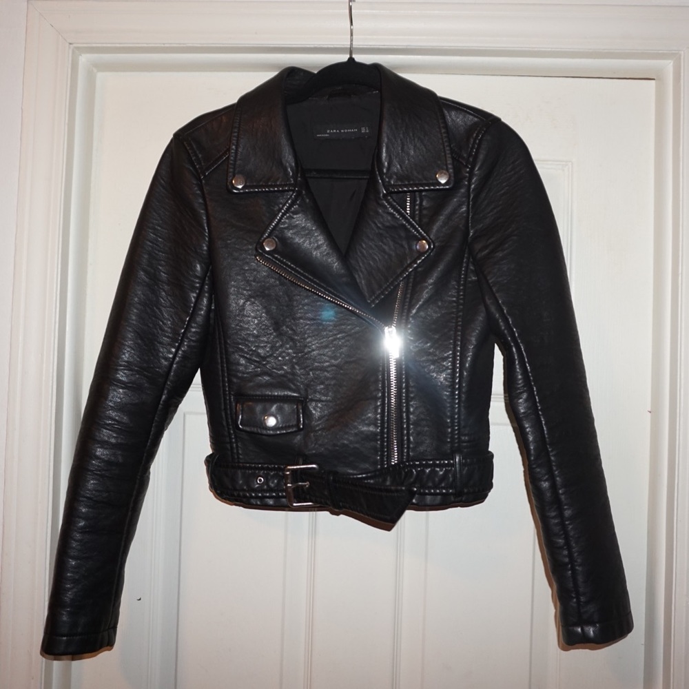 Zara black leather jacket